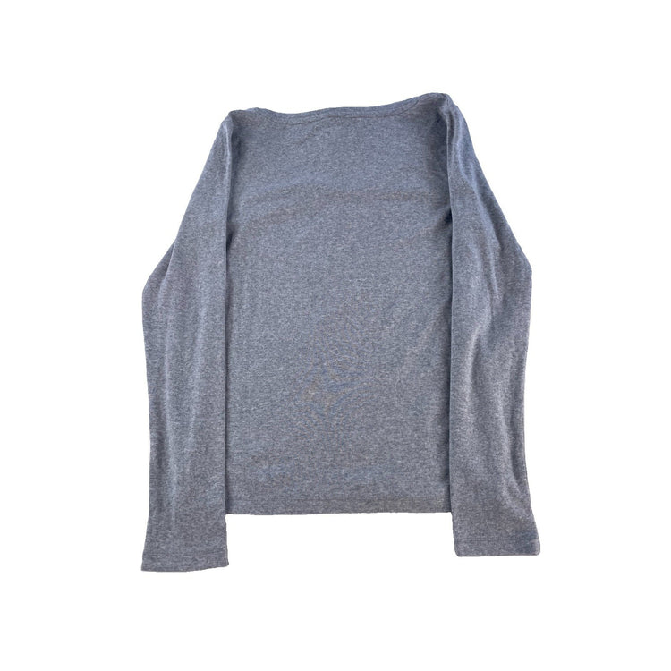 Womens GAP Heather Gray Cotton V-Neck Basic Everyday Long Sleeve Tee SIZE M