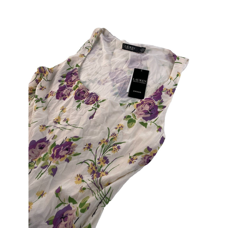 Women's Lauren Ralph Lauren Cream Floral Sleeveless Dress Size 10