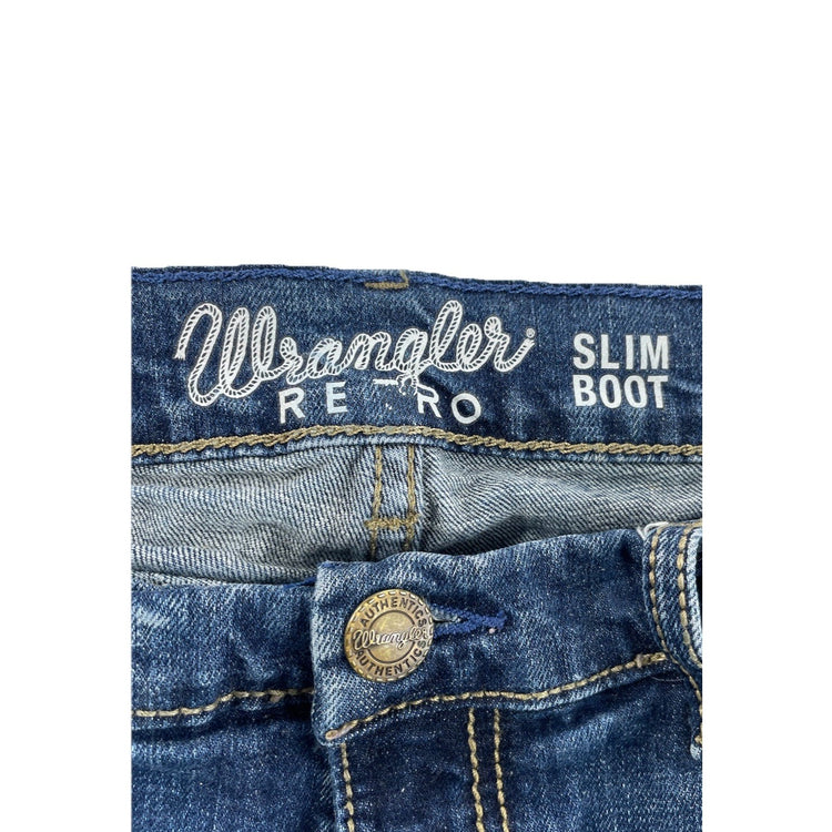 Men Wrangler Retro Slim Bootcut Blue Jeans Size 30x32