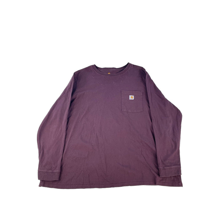 Mens Carhartt Plum Burgundy Long Sleeve Pocket T Shirt Size 2X Original Fit