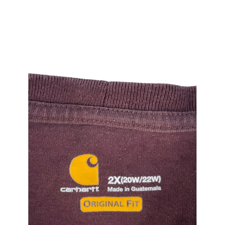 Mens Carhartt Plum Burgundy Long Sleeve Pocket T Shirt Size 2X Original Fit