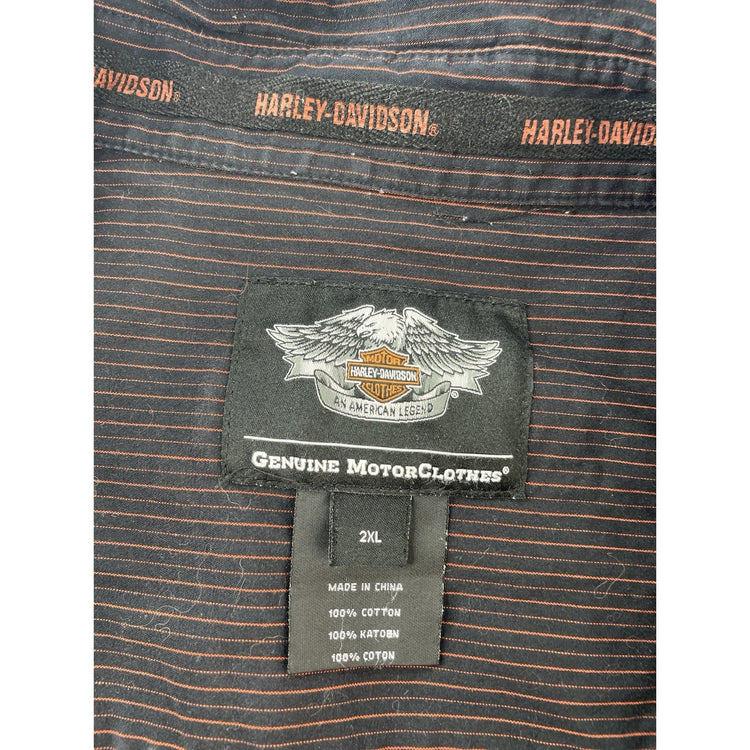 Men’s Harley Davidson Genuine Motorclothes Striped ButtonUp SS Shirt Size 2XL