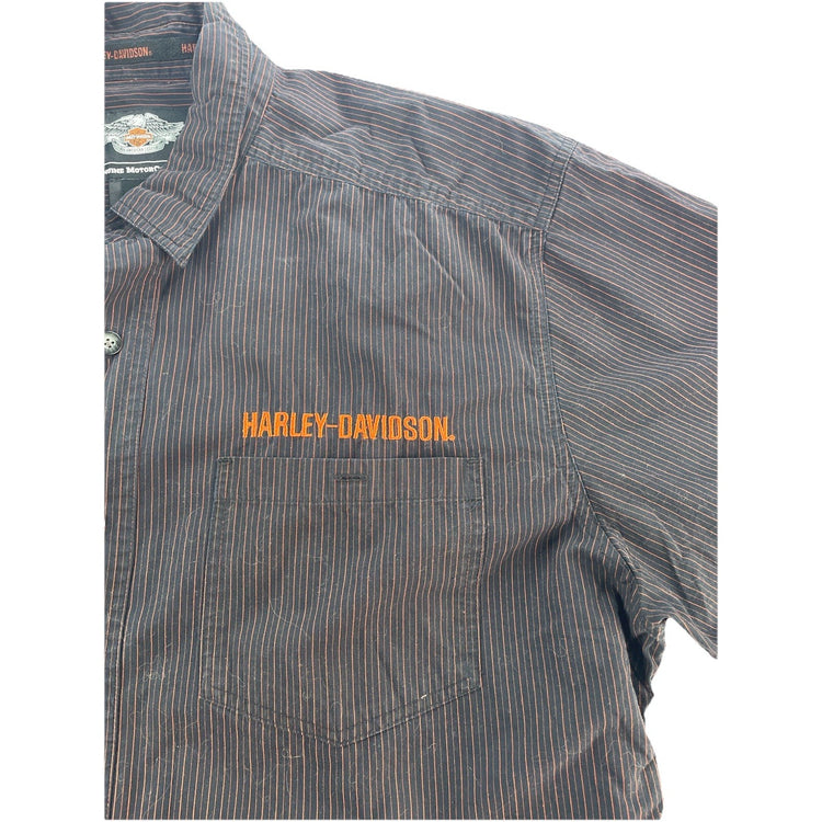 Men’s Harley Davidson Genuine Motorclothes Striped ButtonUp SS Shirt Size 2XL