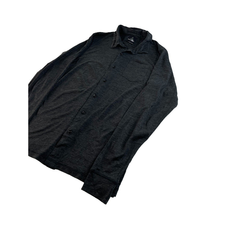 Men prAna Charcoal Grey Long Sleeve Button Down Shirt Size L