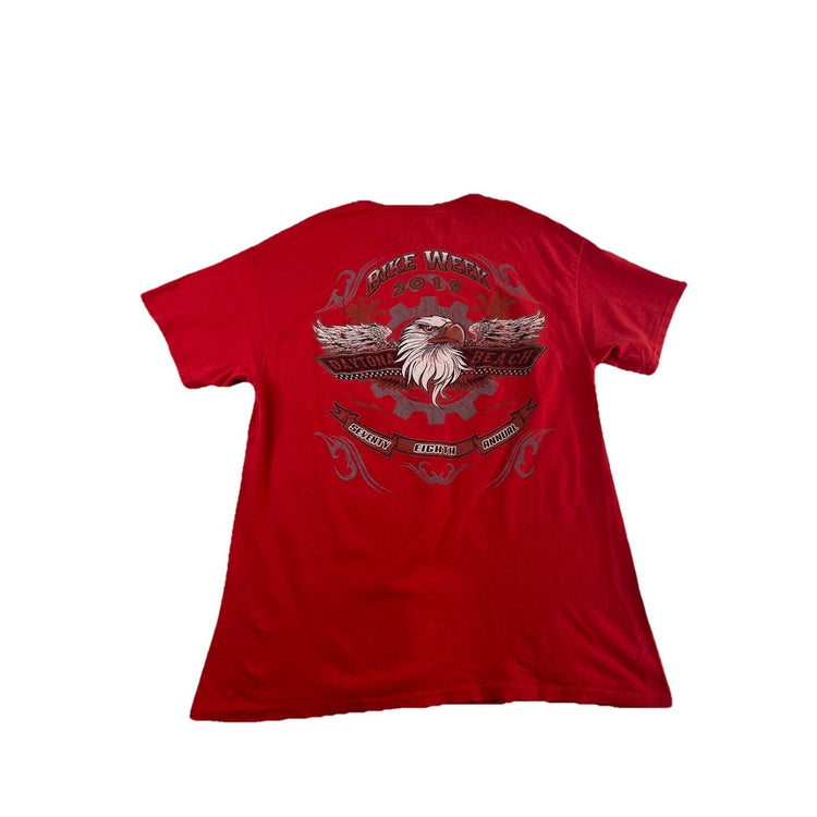 Mens 2019 Gildan Red 78th Annual Bike Week Daytona Beach T Shirt Size Large