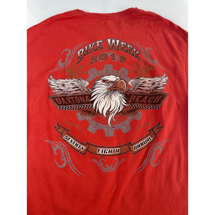 Mens 2019 Gildan Red 78th Annual Bike Week Daytona Beach T Shirt Size Large