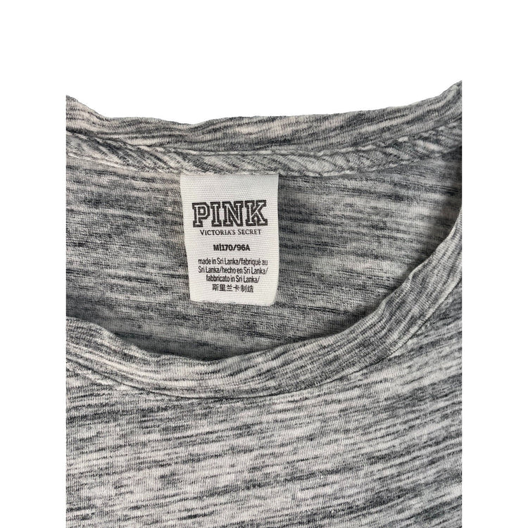 Womens PINK Victorias Secret Gray Long Sleeve T Shirt With White Sequins Size M