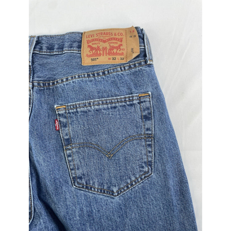 Mens Levis 501 Slim Fit Light-Meduim Wash Denim Jeans Size 32x32