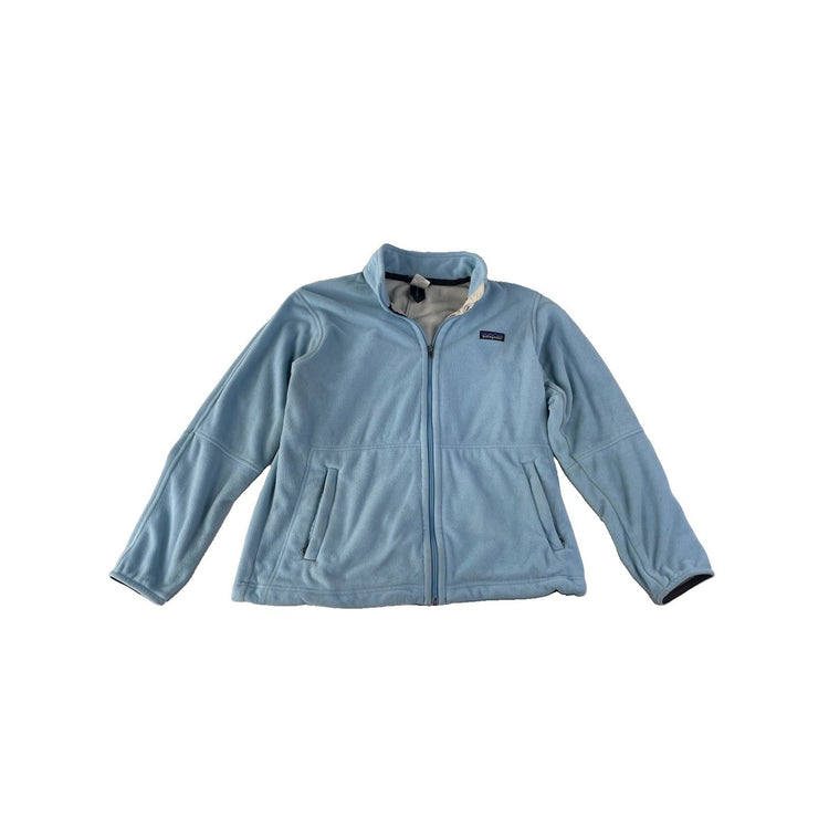 Womens Patagonia Synchilla Elbow Patch Full-Zip Fleece Jacket Light Blue Size L
