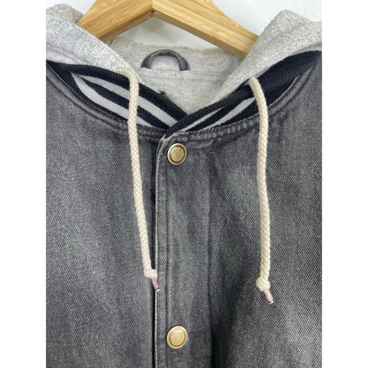 Yukon Trail Denim Jacket Hooded Mens Size XL Varsity Button Up Vintage