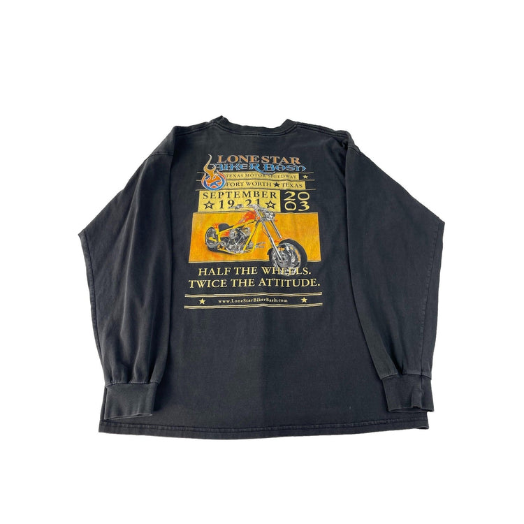 Men Vintage Gildan 2003 Lone Star Biker Bash Texas Long Sleeve Shirt SIZE XL