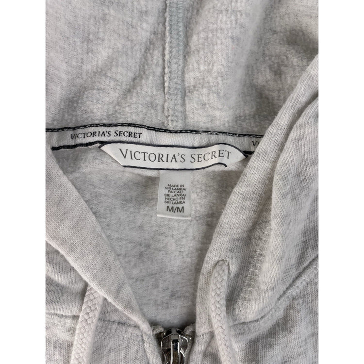 Womens Victorias Secret Gray Zip Up Jacket With Pink Sequin Wings Size Medium