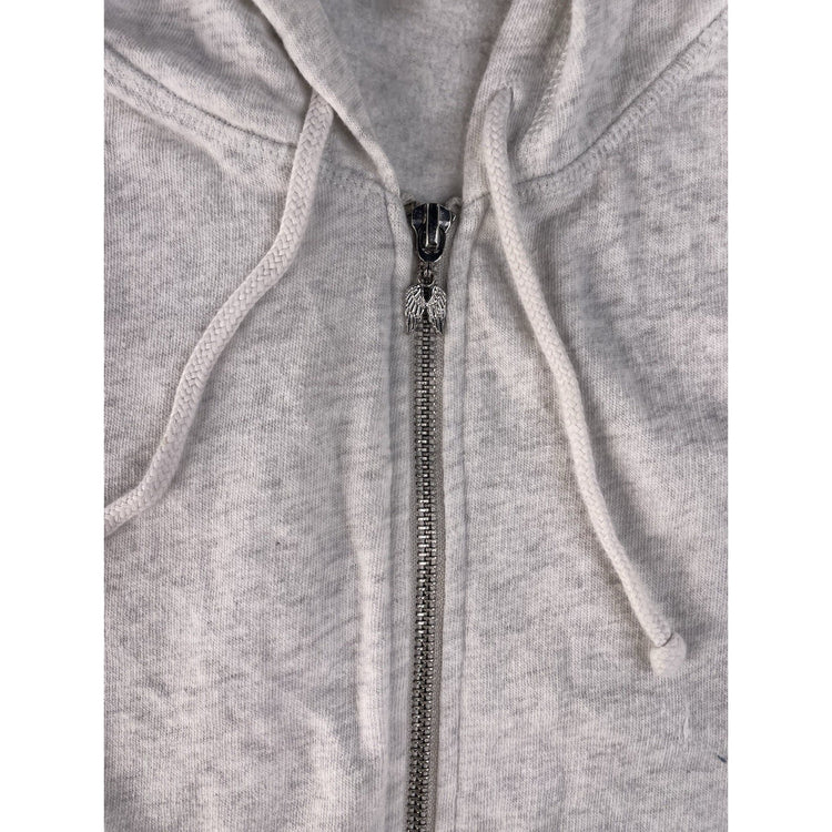 Womens Victorias Secret Gray Zip Up Jacket With Pink Sequin Wings Size Medium