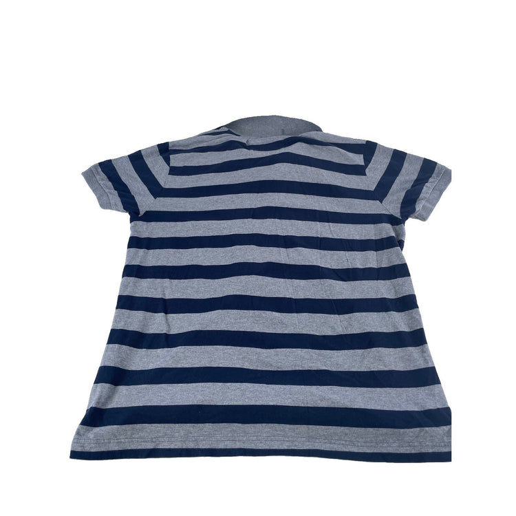 Mens Aeropostale Gray & Navy Blue Striped "Aero NY 87" Graphic Polo Shirt SizeXL