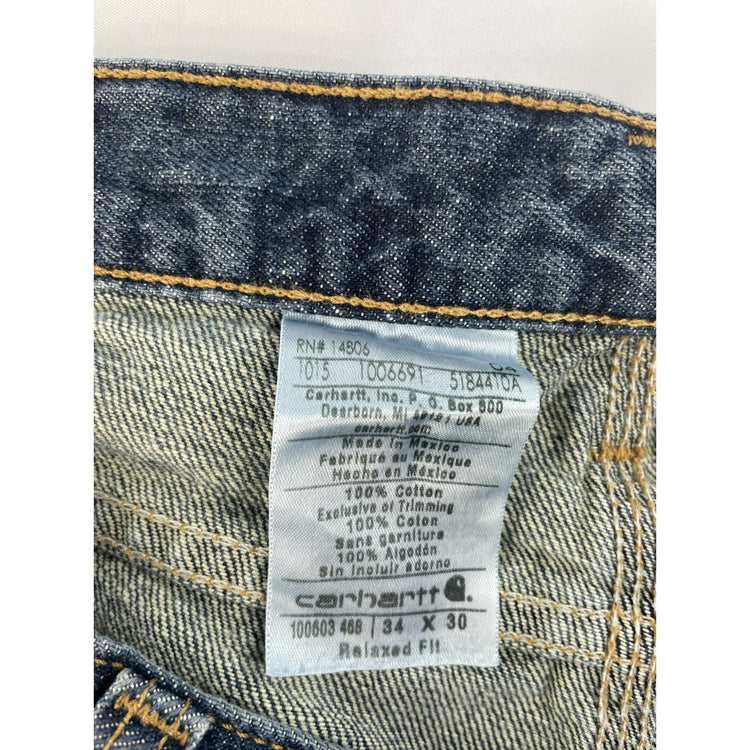 Mens Carhartt Blue Relaxed Fit Denim Jeans Size 34X30