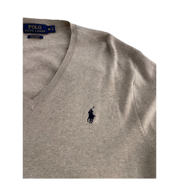 Mens Polo Ralph Lauren Size Medium Tan V Neck Sweater