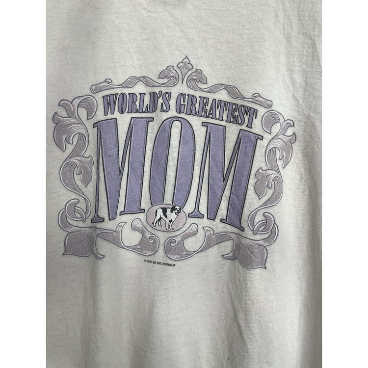 Vintage 2003 Big Dogs Worlds Greatest Mom Mothers Day Shirt White Sz S