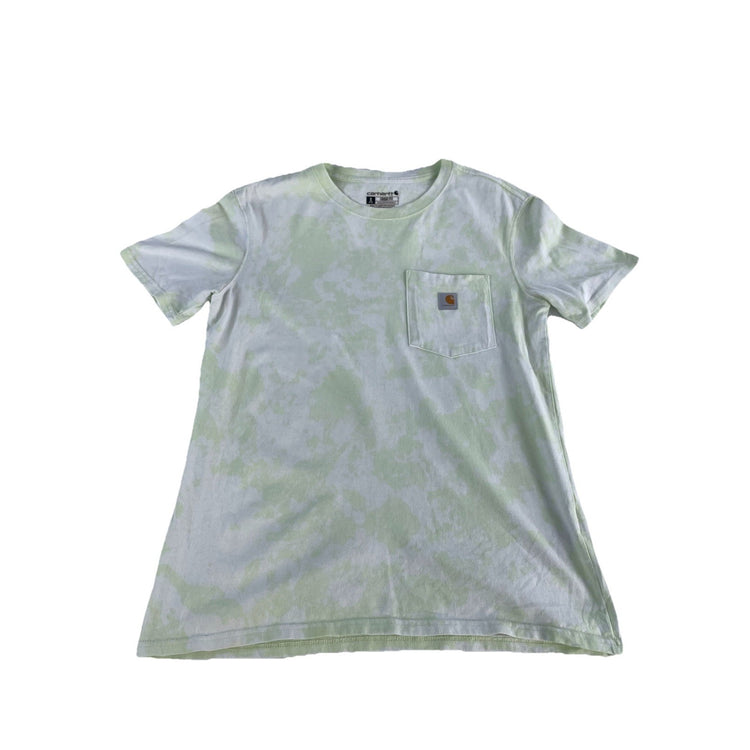 Mens Carhartt Loose Fit White & Light Green Tie Dye T-Shirt Size S