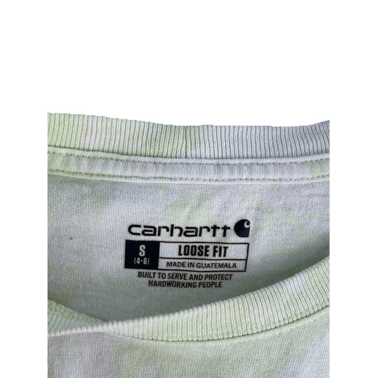 Mens Carhartt Loose Fit White & Light Green Tie Dye T-Shirt Size S