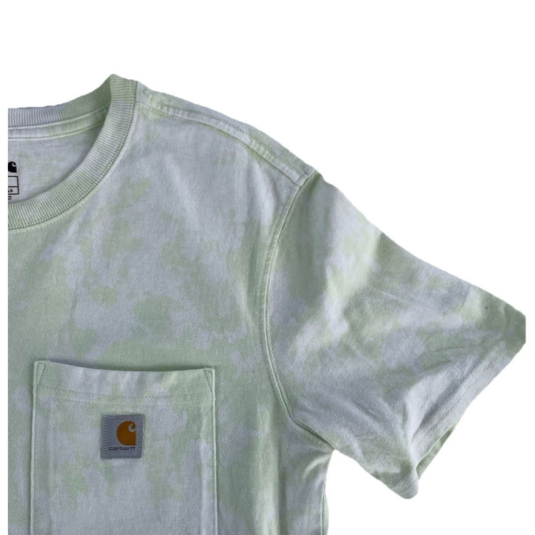 Mens Carhartt Loose Fit White & Light Green Tie Dye T-Shirt Size S