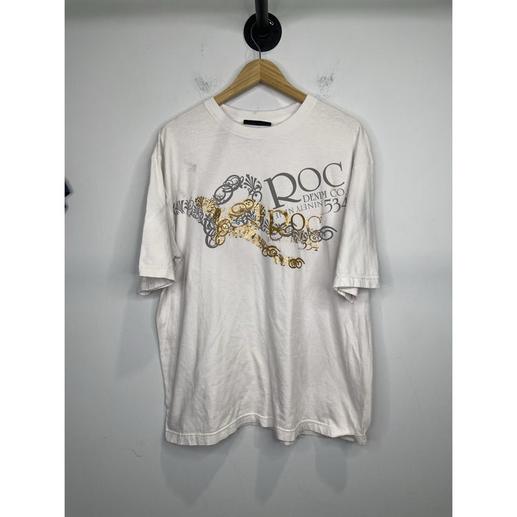 Men’s Roca Wear White Short Sleeve T-Shirt Y2K 2000s Skate Streetwear Sz 3XL