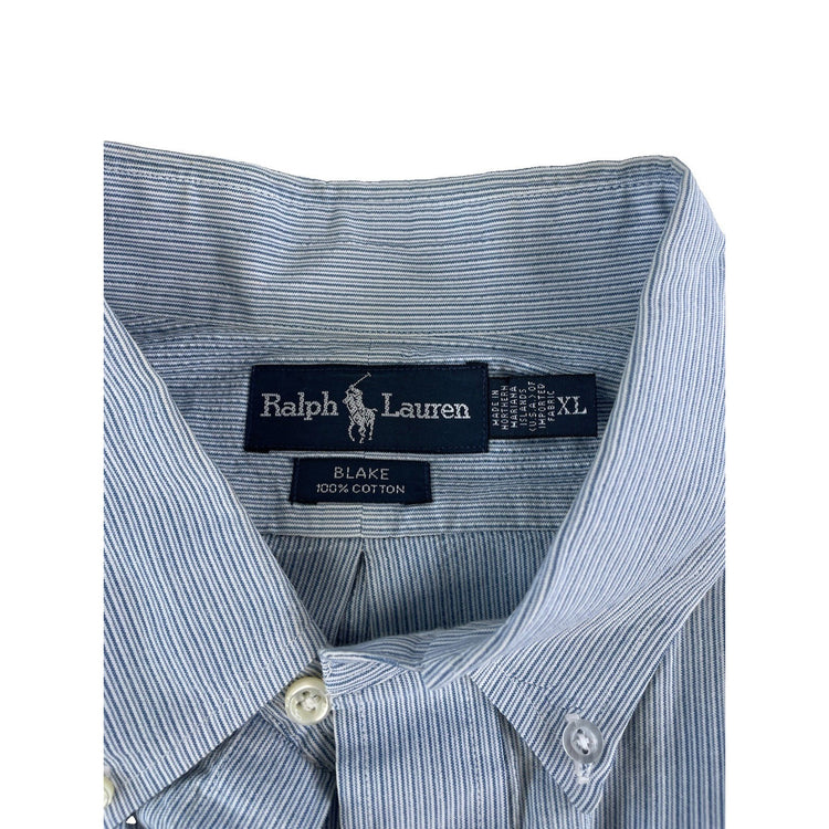 Mens Polo Ralph Lauren ‘Blake’ Blue Striped Long Sleeve Button Down Size XL