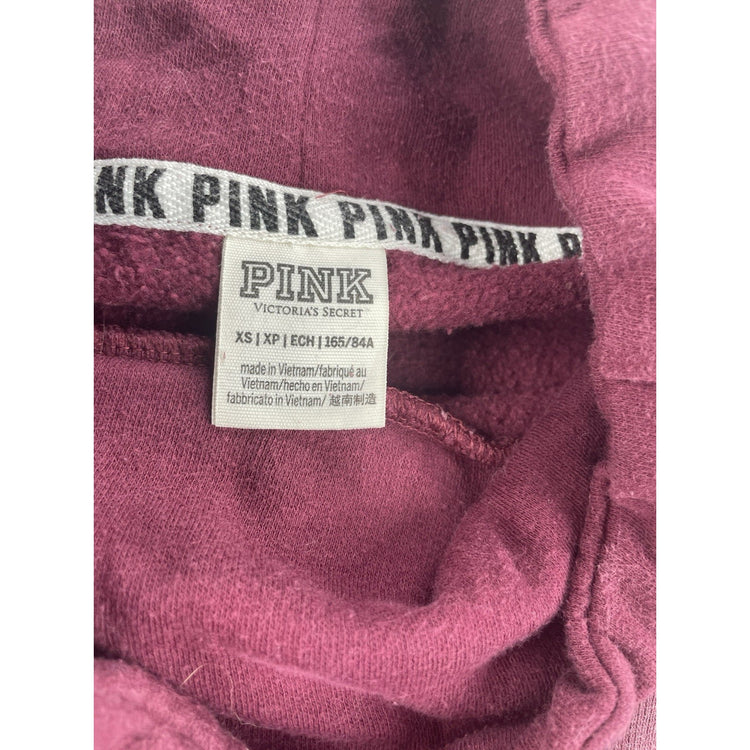 Womens PINK Victoia Secret Maroon, Funnel Neck Pullover Sweatshirt Size XS