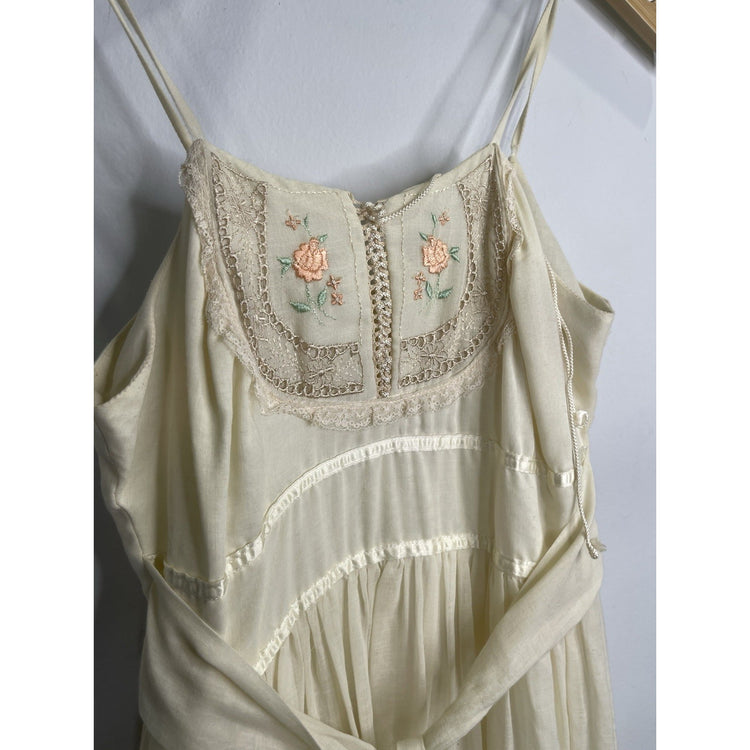 Women’s Vintage 90s Gunne Sax Long Pleated Embroidered Flower Sz 11