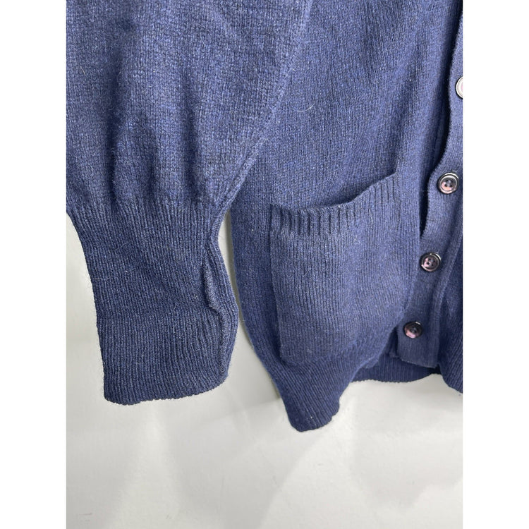 Adult VTG Jefflamb Wool Blend Cardigan Knit Button Up Navy Blue Sz M