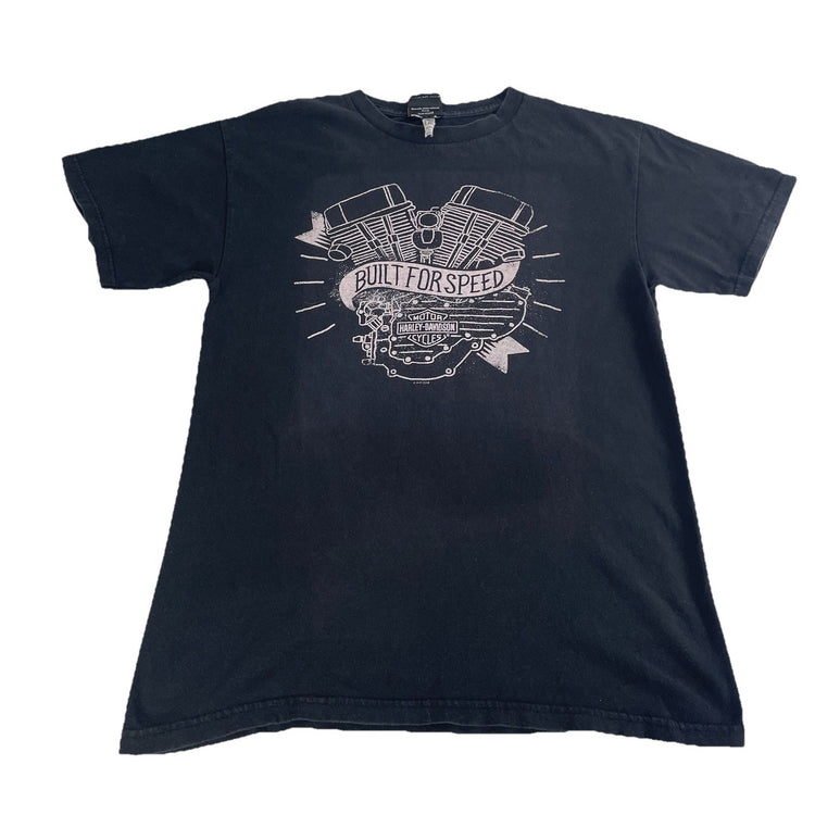 Mens Harley Davidson “Built For Speed” Basic Black Tee Size M