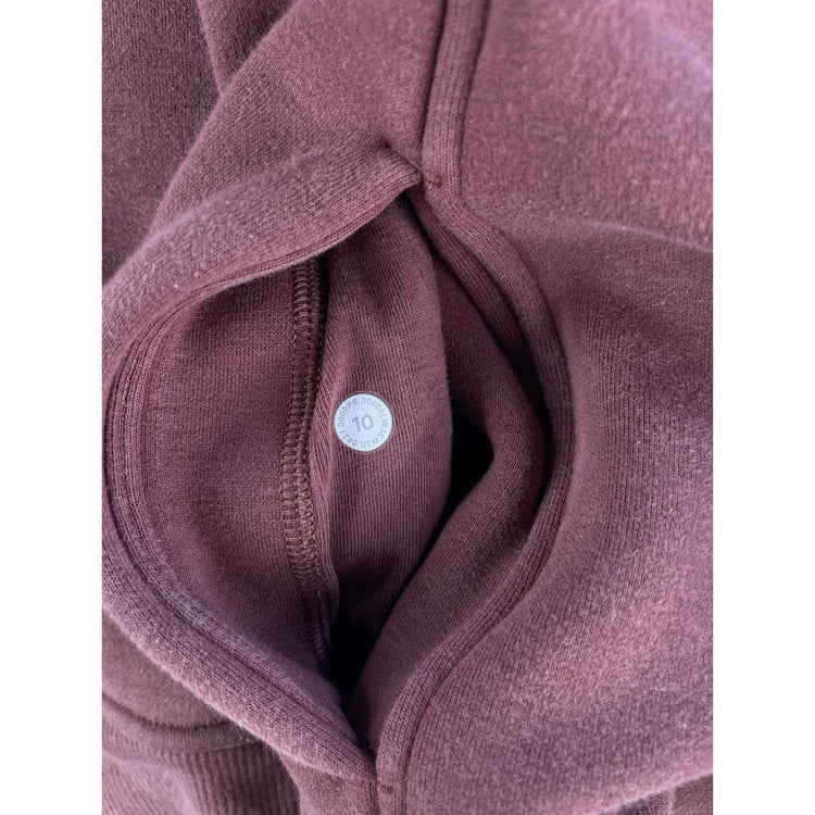 Womens Lululemon Maroon Plum Cropped Scuba Full Zip Hoodie SIZE 10