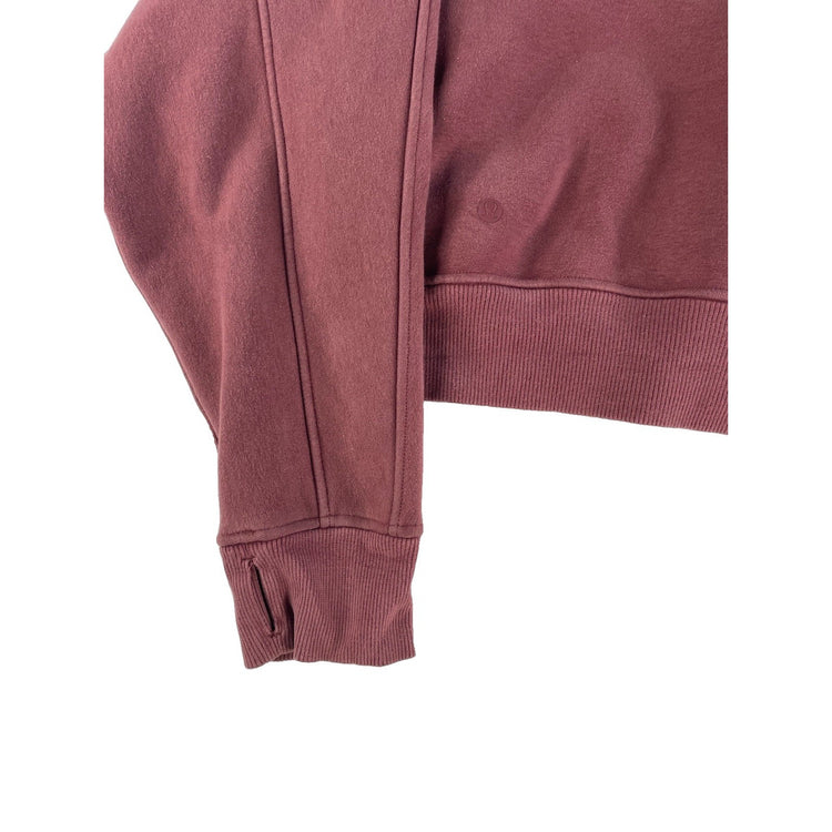 Womens Lululemon Maroon Plum Cropped Scuba Full Zip Hoodie SIZE 10