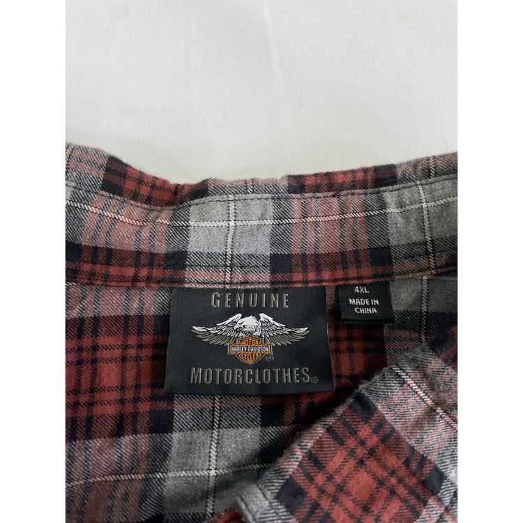Mens Harley Davidson Multicolor Longsleeve Plaid Flannel Shirt Size 4XL