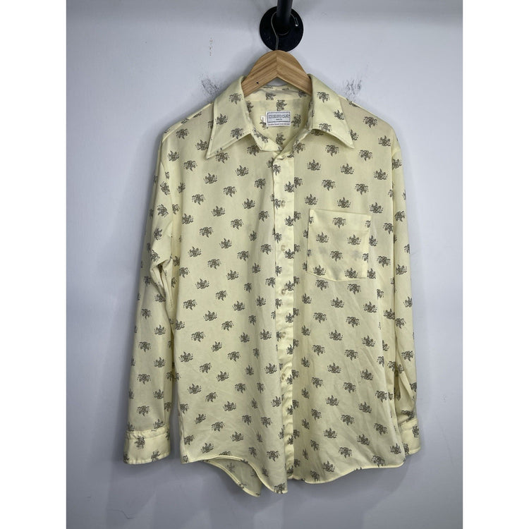 Adult Vintage Desica Knits Yellow Print Button Up Sz 17-34