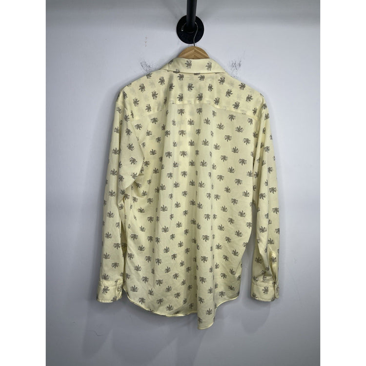 Adult Vintage Desica Knits Yellow Print Button Up Sz 17-34