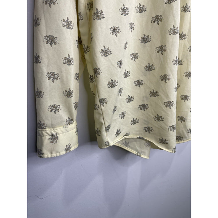 Adult Vintage Desica Knits Yellow Print Button Up Sz 17-34