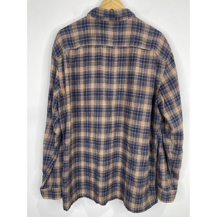 Men’s Patagonia Brown Flannel Button-Up Shirt Plaid Organic Cotton Retro Sz XL