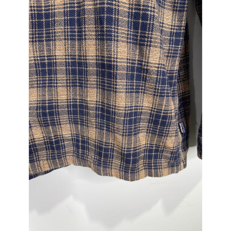 Men’s Patagonia Brown Flannel Button-Up Shirt Plaid Organic Cotton Retro Sz XL