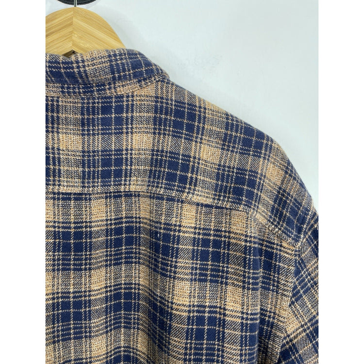 Men’s Patagonia Brown Flannel Button-Up Shirt Plaid Organic Cotton Retro Sz XL