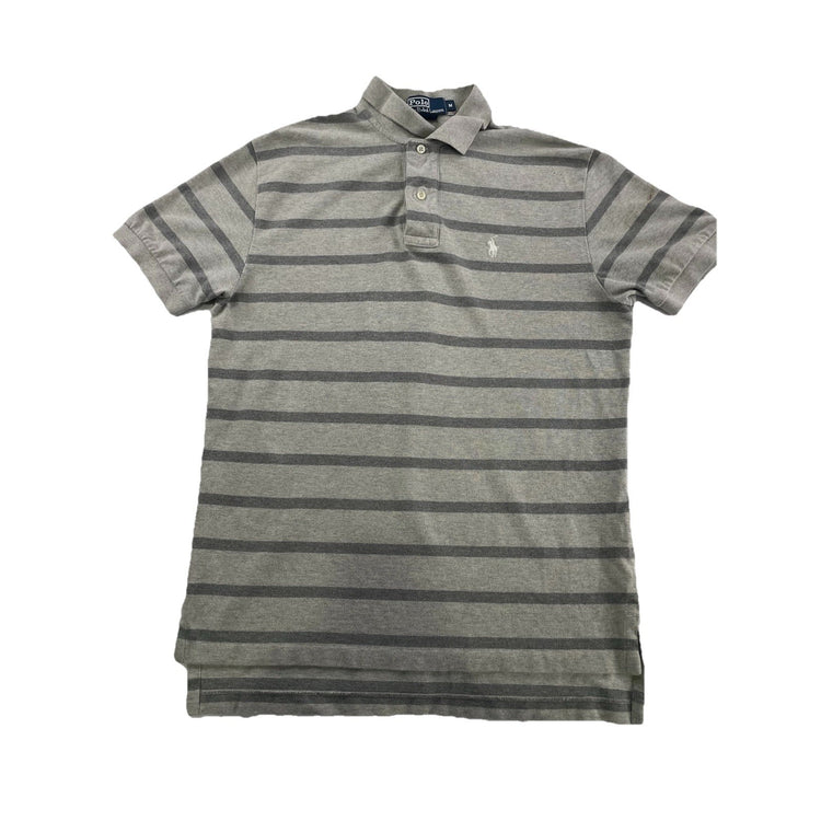 Mens Ralph Lauren Size Medium Grey Striped Polo