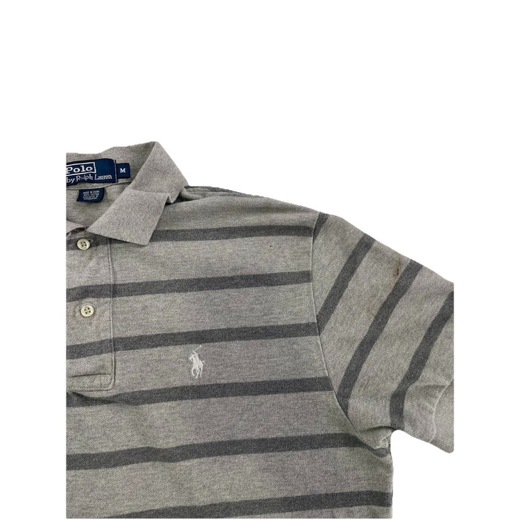 Mens Ralph Lauren Size Medium Grey Striped Polo