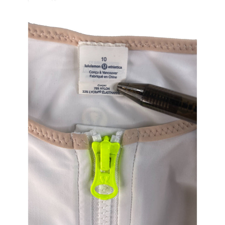Women's Lululemon Athletica White Long-Sleeve Quarter-Zip Athletic Top Size 10