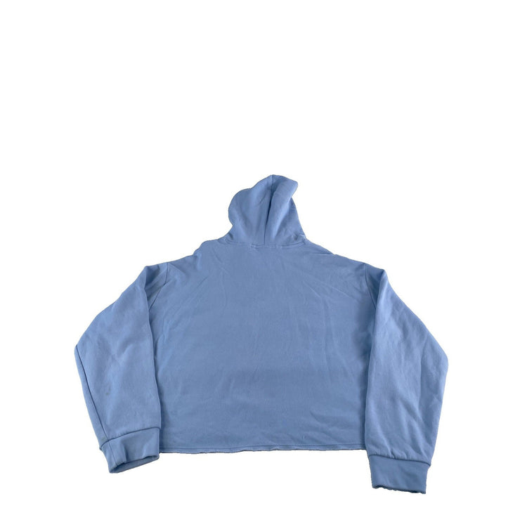 Womens Victoria's Secret PINK Light Blue Cropped Graphic Hoodie Size L