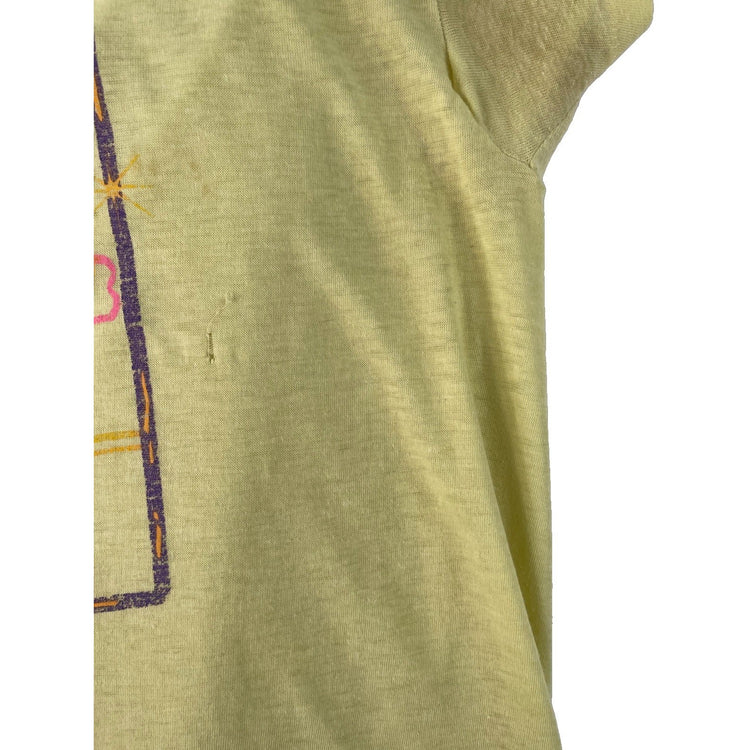 Unisex Distressed Vintage Club Florida Palm Tree Beach Graphic Yellow T-Shirt