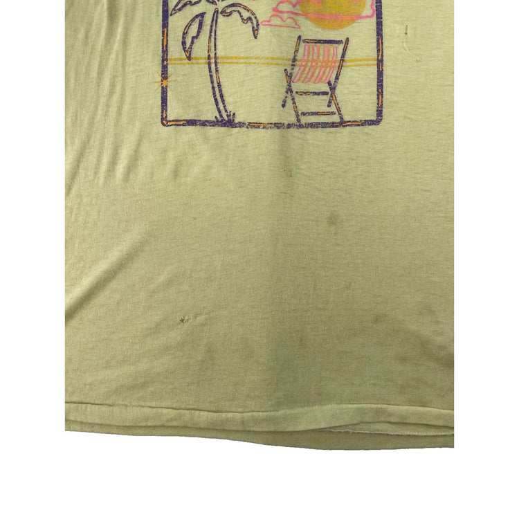 Unisex Distressed Vintage Club Florida Palm Tree Beach Graphic Yellow T-Shirt