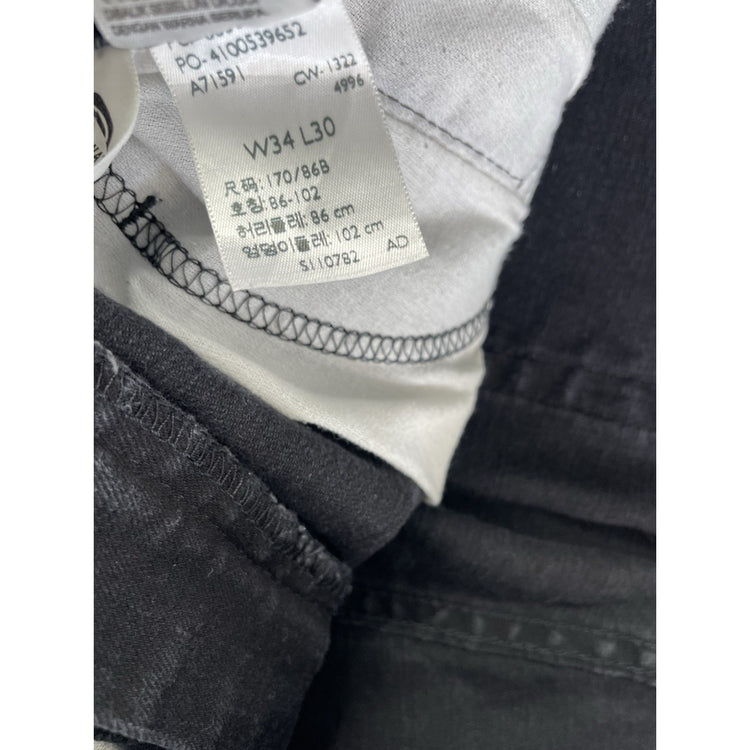 Mens Levi 505 Slim Fit Black Denim Jeans Size 34x30