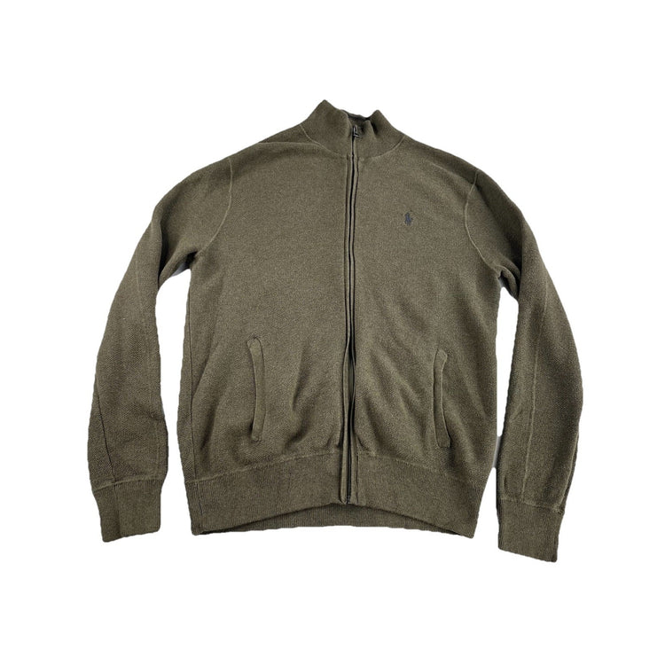Mens Polo Ralph Lauren Size Small Green Knitted Zip Up