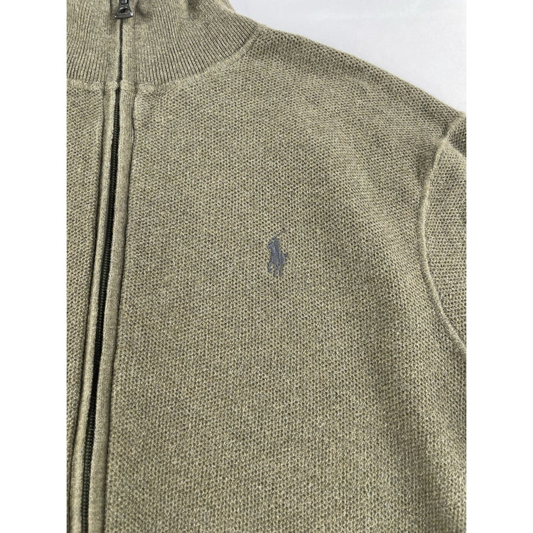 Mens Polo Ralph Lauren Size Small Green Knitted Zip Up