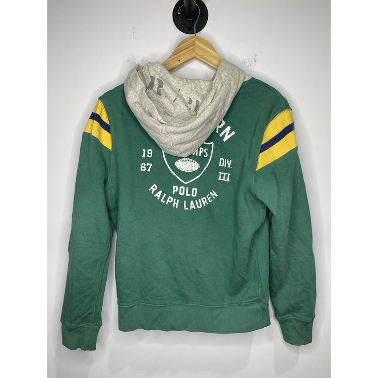 Polo Ralph Lauren Green Hoodie with Yellow Stripe Accents Size Youth L 14/16