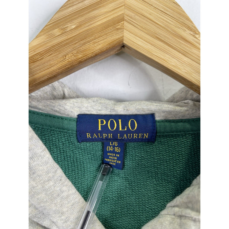 Polo Ralph Lauren Green Hoodie with Yellow Stripe Accents Size Youth L 14/16